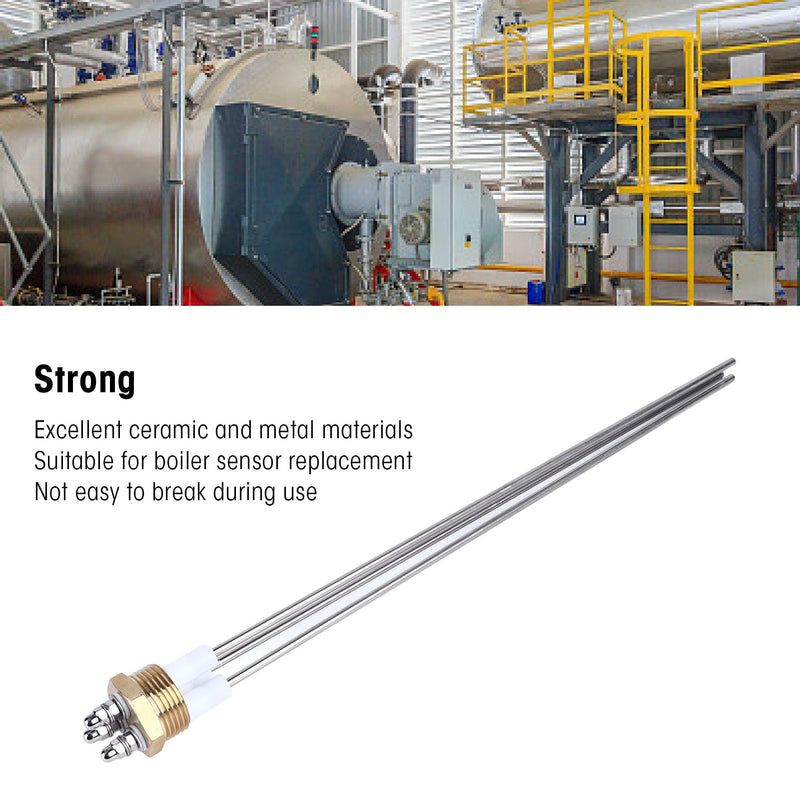 [Australia - AusPower] - 3 Pin Boiler Water Level Probe Sensor Stainless Steel and Brass Electrode Rod with PTFE for Liquid Testing 