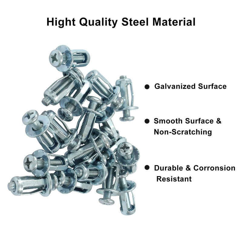 [Australia - AusPower] - 20 Pcs Hollow Door Anchors, M4 x 20 Hollow Metal Cavity Fixing Hollow Wall Anchors, Extra Short Hollow Wall Anchors for Aluminium cladding Sheet Steel Pipe, Iron Sheet, Hollow Plastic Sheet M4*20 