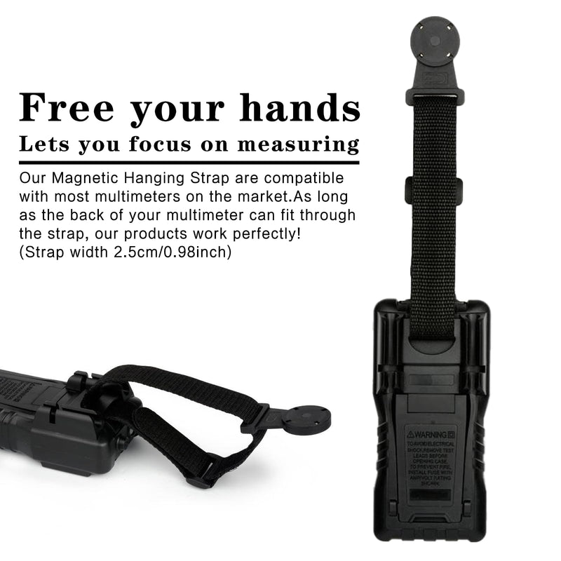 [Australia - AusPower] - Multimeter Magnetic Hanging Strap,Multifunctional Magnetic Strap Kit for Fluke Digital Multimeter,1 Straps, 1 Magnetic Hanger,Magnetic Hanger for Testo and UNI-T Multimeters(Black) 