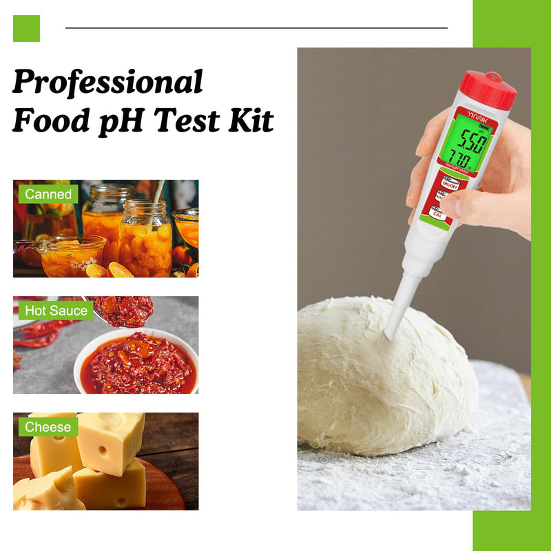 [Australia - AusPower] - YINMIK Food pH Tetser with pH Clibration Solution and pH Storage Solution 