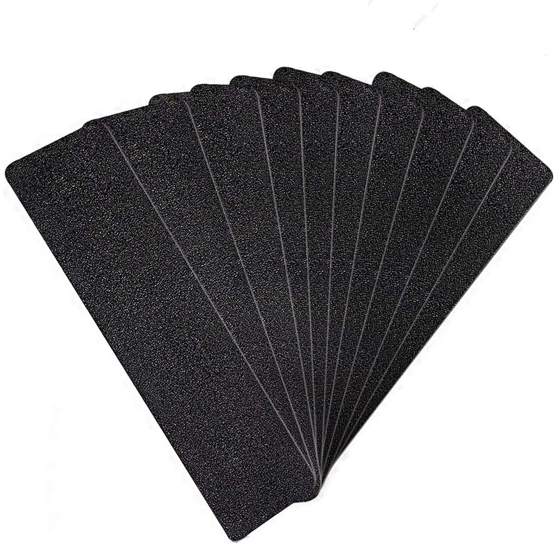 ONTWIE 6 x 24 Inch Black 80 Grit Slip Resistant Safety Treads - Premium 10 Pre-Cut Outdoor Safety Tape - Rounded Corners 6"x 24" (10 pack)