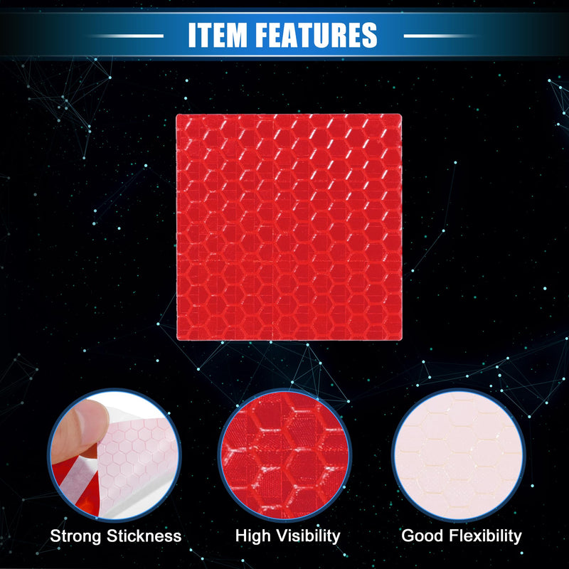 10 Pcs Reflective Stickers, 1.97"x1.97" Square Shape Safety Tape Reflector Universal for Cars Trucks Trailers Waterproof PET Red