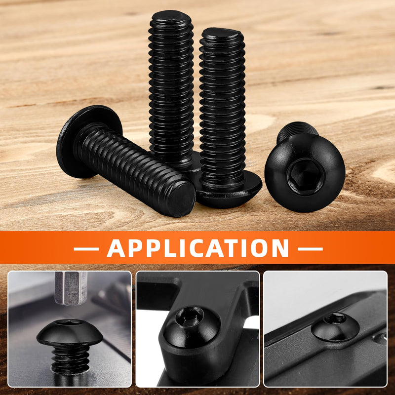 [Australia - AusPower] - M5 x 16mm Button Head Hex Socket Cap Screws, 10.9 Grade Alloy Steel, Black Oxide Finish, 100 PCS M5 x 16mm 