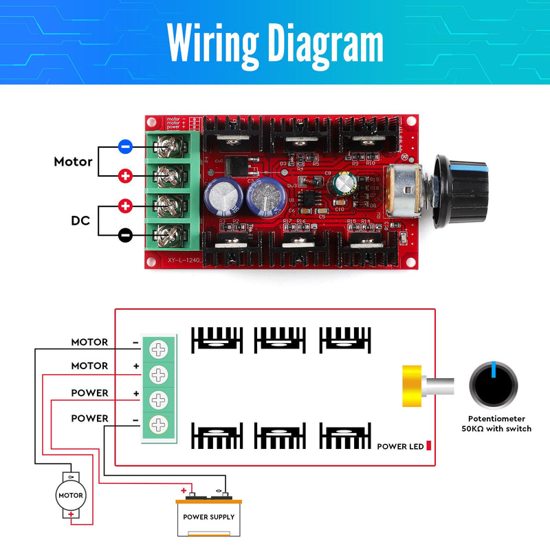 [Australia - AusPower] - SWAWIS 12V 24V 48V 2000W MAX 9-50V 40A DC Motor Speed Controller Switch, Motor Speed Controller Switch Signal Generator with Housing, PWM HHO RC Controller Regulator DC 9-50V motor speed controller 