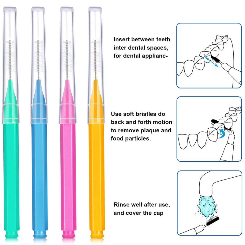 [Australia - AusPower] - Patelai 50 Pieces Braces Brush for Cleaner Interdental Brush Toothpick Dental Tooth Flossing Head Oral Dental Hygiene Flosser Toothpick Cleaners Tooth Cleaning Tool (Green, Blue, Pink, Orange) Green, Blue, Pink, Orange 