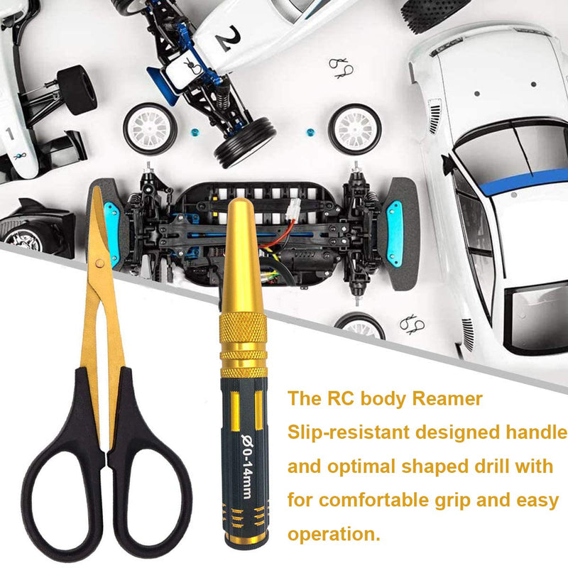 [Australia - AusPower] - Body Reamer 0-14 mm Hole Punch with Sleeves and Curved Scissors for RC Car Bodyshell Hobby Tools 