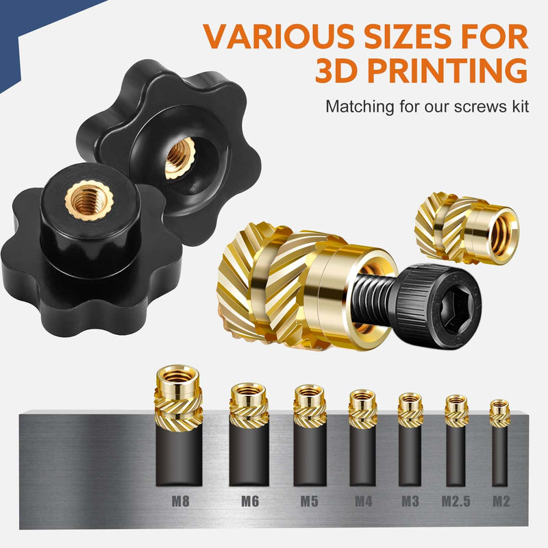 [Australia - AusPower] - 432 Pcs Threaded Inserts for Plastic Heat Set Insert M2 M2.5 M3 M4 M5 M6 Brass Metric Knurled Nuts Kit for 3D Printing Automotive Plastic Shell 