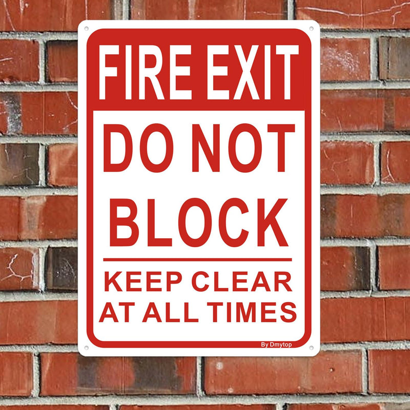 Large Fire Exit Sign, Do Not Block Door Signs, Keep Clear at All Times Sign, 14 x 10 Inches Rust Free Aluminum, Weather/Fade Resistant Easy Mounting 2 Pack 14 " x 10 "
