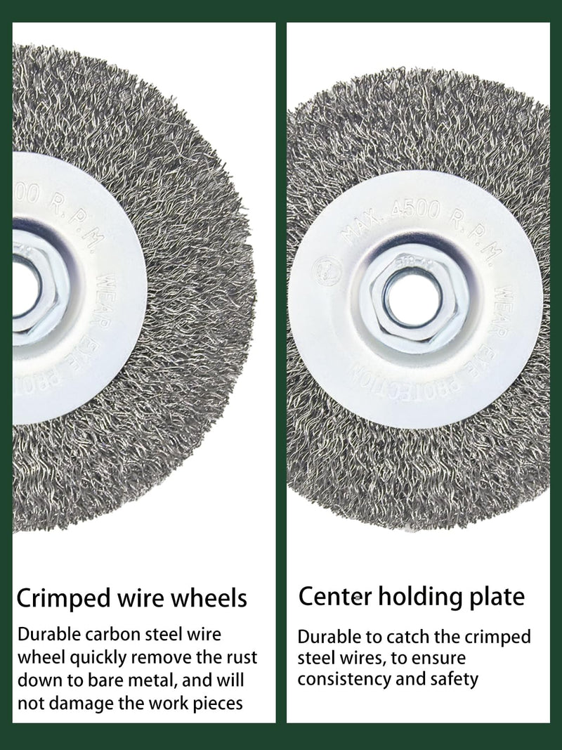 [Australia - AusPower] - Crimped Wire Wheel Brush 4in 5/8-11 Threads Arbor for 4-1/2" Angle Grinder - 2pcs 2 4in Crimped 
