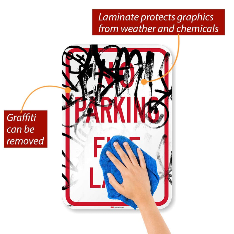 "No Parking - Fire Lane" Sign By SmartSign | 12" x 18" 3M High Intensity Grade Reflective Aluminum 12" x 18" - HI Reflective Aluminum