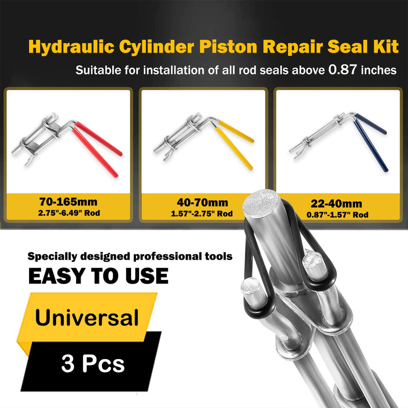 [Australia - AusPower] - 3 Pcs/Set Hydraulic Cylinder Piston Repair Seal Kit,Hydraulic Seal Installation Tools, U-Cup Rod Seal Installation Tool Kits Upgraded Seal Twistor Install Tool Set Universal J05321 