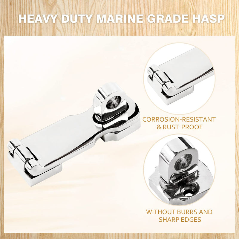 [Australia - AusPower] - 1 Pcs 3 Inch Marine Grade Door Hasp, 316 Stainless Steel Swivel Safety Hasp, Heavy Duty Door Hasp with Turning Padlock Eye Mount 1 