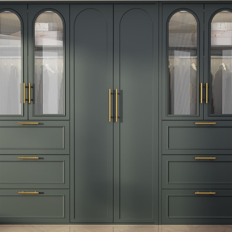 Goldenwarm 20 Pack 3-1/4 Inch Cabinet Handles - Brushed Brass Drawer Pulls - Kitchen & Bathroom Cabinet Handles Gold Decorative Dresser Hardware 3-1/4in Hole Centers