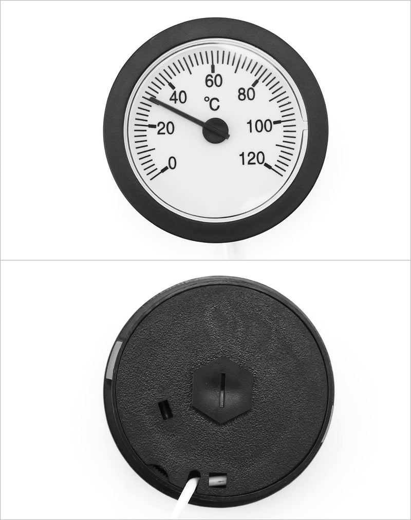 QWORK Thermometer with Sensor Capilar Used for Boilers, Heating and Cooling Systems, Capillary 1000 mm, 0-120 °C
