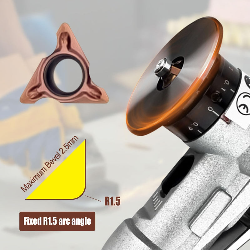 [Australia - AusPower] - Mini 45° Pneumatic Chamfering Machine Kit with 2 Interchangeable Precision Blades and Bearings, 1/4" Air Inlet for Metal Burr Deburring (10 Round Inserts) 10 Round Insert 