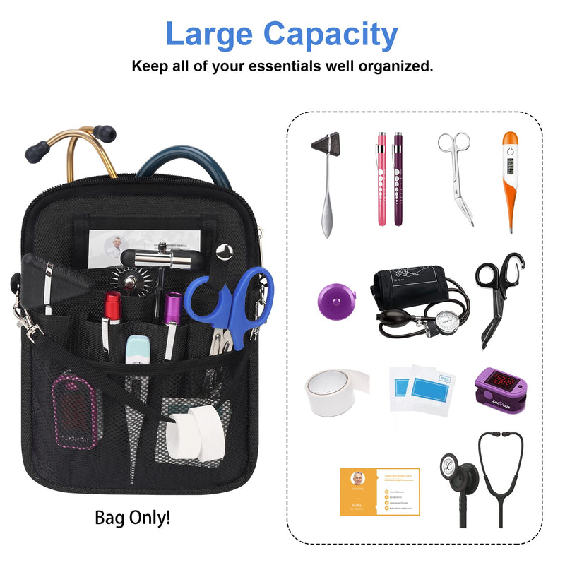 [Australia - AusPower] - BOVKE Nurse Fanny Pack with Medical Gear Pockets, Tape Holder, Medical Bag Nurse Waist Pouch Organizer with Utility Storage for Stethoscopes, Bandage Scissors and other Emergency Supplies, Black 