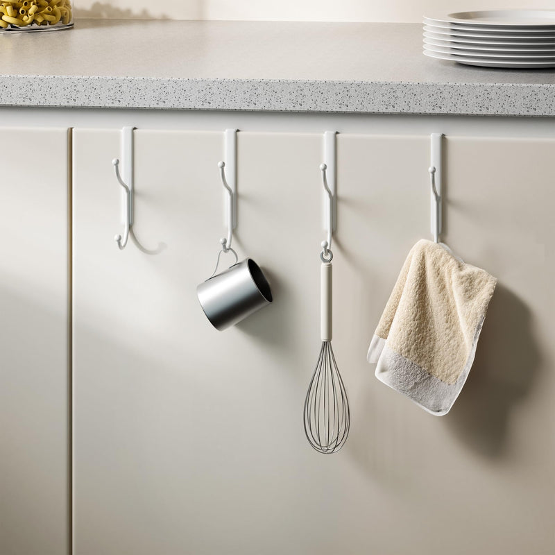 [Australia - AusPower] - niffgaff Over Door Hook 2-Pack - Heavy Duty Door Hook with Support Pads, No Drilling Required, Anti-Rust Over The Door Hanger, 6.5 Inches Tall, Fits Doors Up to 1.7 Inches Thick, White 