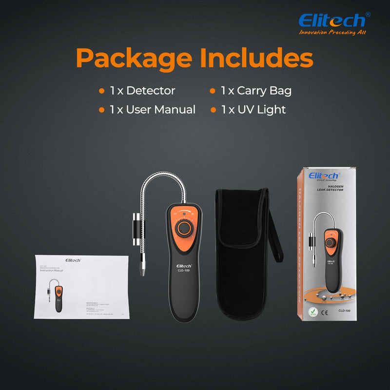 [Australia - AusPower] - Elitech Refrigerant Leak Detector, CLD-100 Freon Leak Detector Car HVAC Halogen Refrigerant Leak Detector CFCs HCFCs HFCs CLD-100-UV 