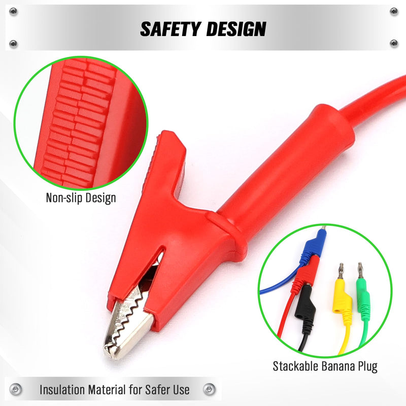 [Australia - AusPower] - SWANLAKE 5-Piece Banana Plug to Alligator Clip Test Leads, 1000V 15A 3.5ft/1M Multimeter Electrical Alligator Clips, Flexible Copper Cable Banana Plug, Electrical Wires with Gator Clips 