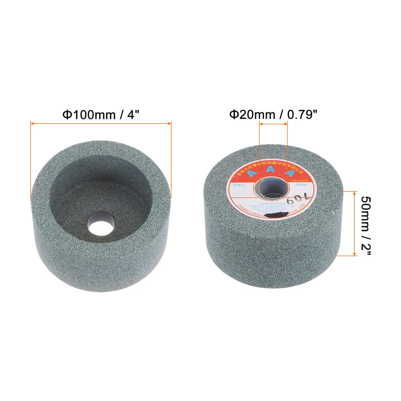 [Australia - AusPower] - Cup Grinding Wheel 4 Inch 60 Grits Silicon Carbide Cup Abrasive Wheel Green Aluminum Oxide for Knife Sharpening Machine Abrasive Tool 