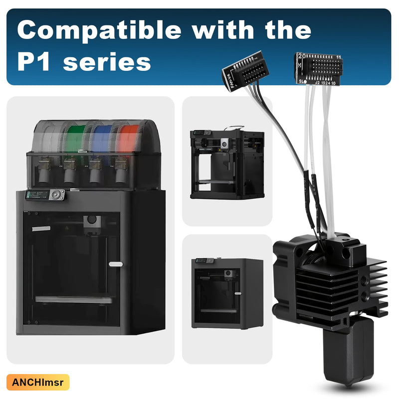 P1 Series Hotend Kit, Complete Assembly for Bamboo Lab P1P, P1S 3D Printers, 0.4 mm Hardened-Steel Nozzle, Ceramic Heater, Thermistor, Fan and Extruder Heating Block Replacement P1 Series Hotend Kit