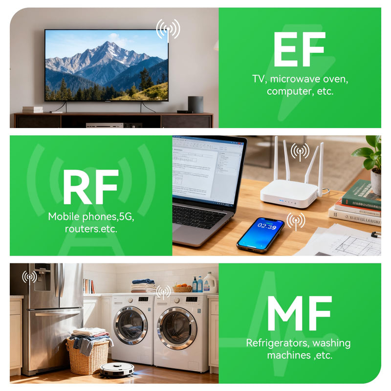[Australia - AusPower] - EMF Meter 5G RF Detector – Electric, Magnetic & Radio Frequency Field Tester up to 10GHz, Multi-Sensor EMF Detector for Power Lines, WiFi/Cell Phones, Smart Meters – LCD Display Sound & LED Alerts Black 