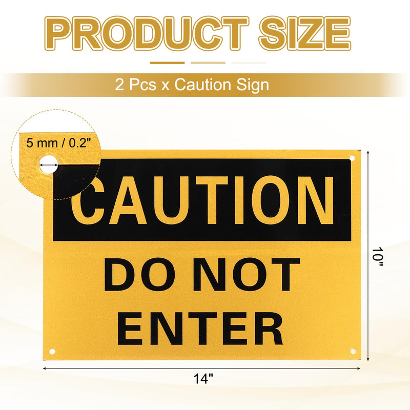 PATIKIL Caution Do Not Enter Sign 14 x 10 Inch, 2 Pcs Plastic Danger Do Not Enter Signs for Industrial Areas Storage Facilities Chemical, Black on Yellow & Yellow on Black