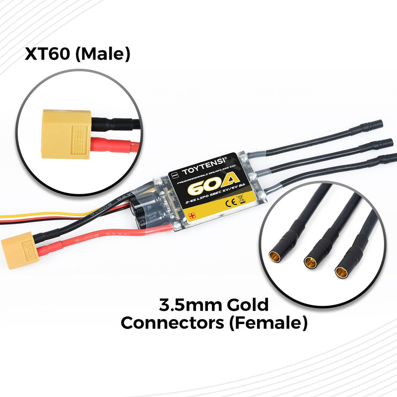60A 2–6S RC Brushless Motor ESC for RC Plane & Airplane with 5V/6V 8A SBEC 60A