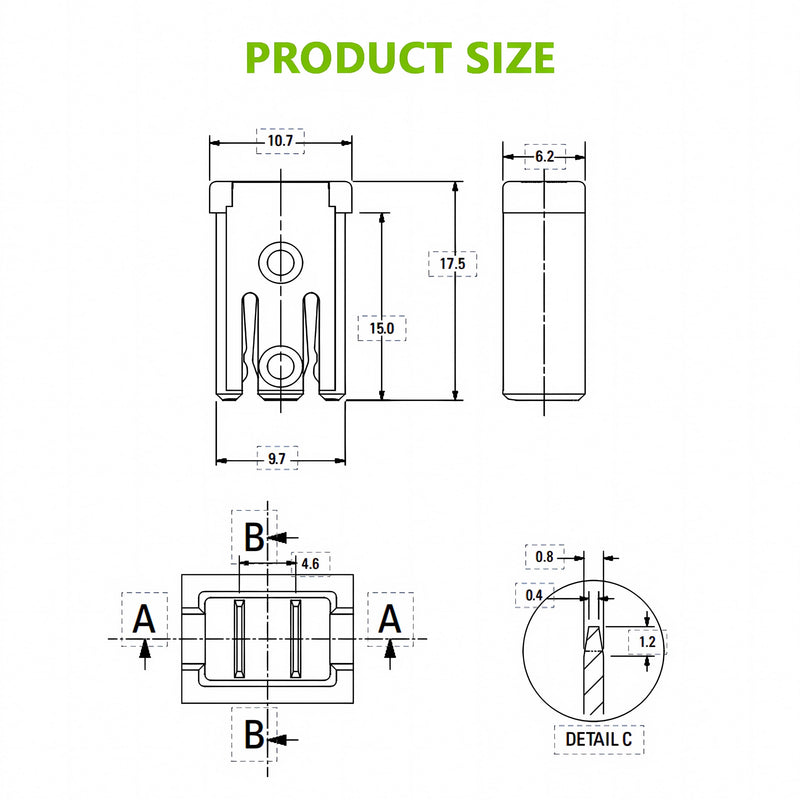 [Australia - AusPower] - 30A 32V Mini Slotted Automotive MCASE Shaped Cartridge Fuse Kit(pack of 6pcs,30A) 30A 
