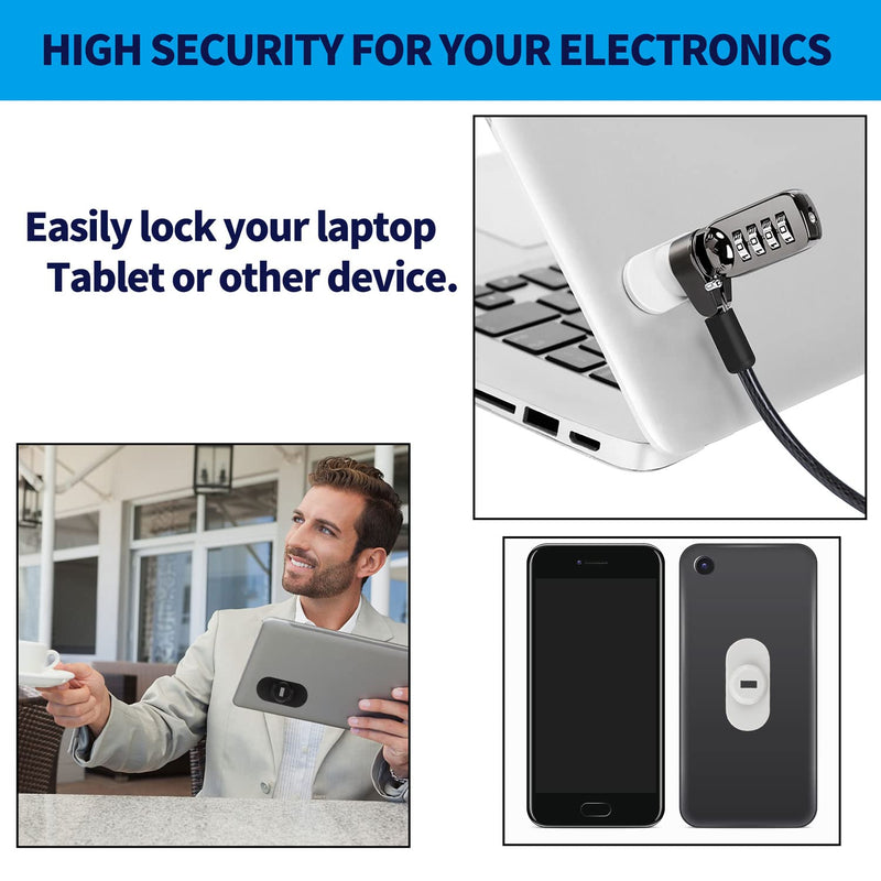 [Australia - AusPower] - 5Pack Anti Theft Self-Adhesive Security Plate with Slot for Cables to Lock Down Laptops, Mac Book, Tablets, iPad, or Other Computer (White) White lock slot-5Pack 