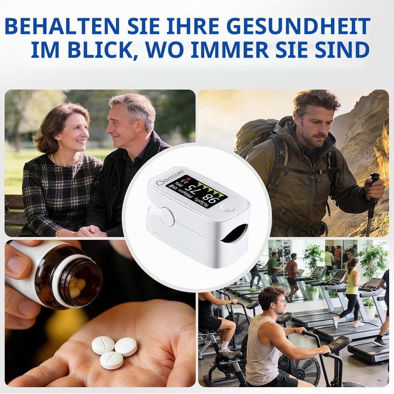 Berrcom Pulse Oximeter Blood Oxygen Saturation Monitor Finger High Accuracy Sats Monitor for Adults with Batteries and Lanyard