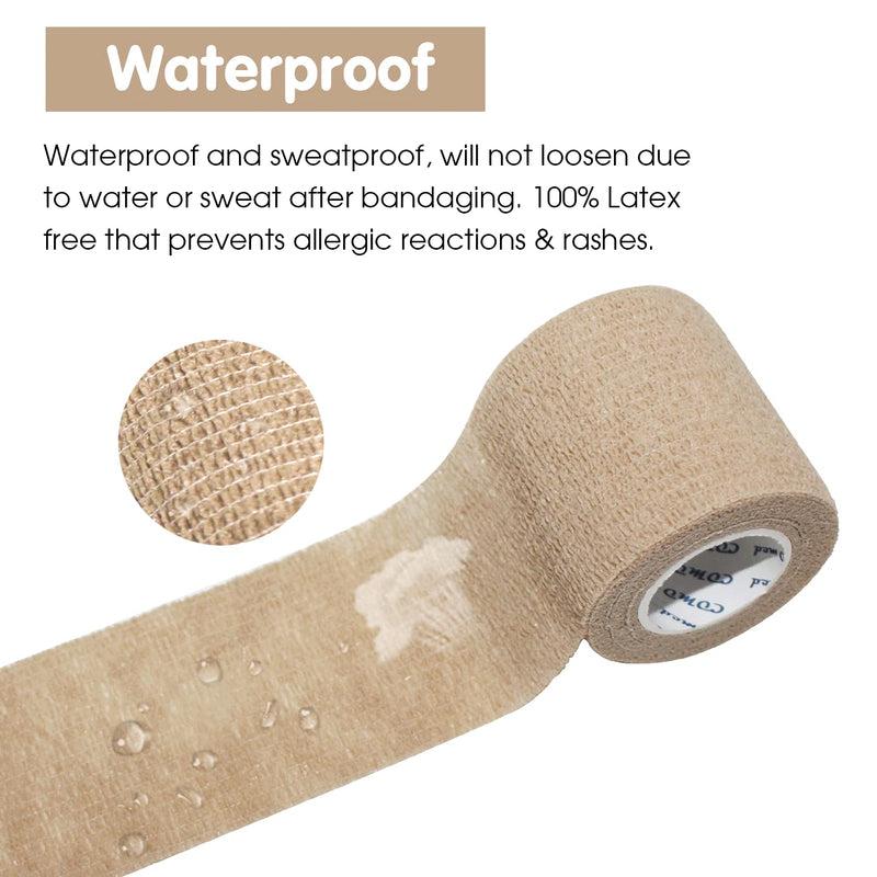 Self Adherent Cohesive Bandage Latex 3"x5 Yards First Aid Bandages Stretch Sport Athletic Wrap Vet Tape for Wrist Ankle Sprain and Swelling,Skin(12 Rolls) 12 Count (Pack of 1) Skin