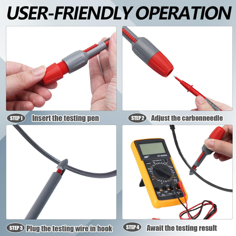 [Australia - AusPower] - 2PCS 2MM Heavy Duty Wire Piercing Probe, Piercing Clip Set Push on Banana Plug Test Leads, Multi Testers Needle Accessories for Electrical Testing Technicians(Extended) Extended 