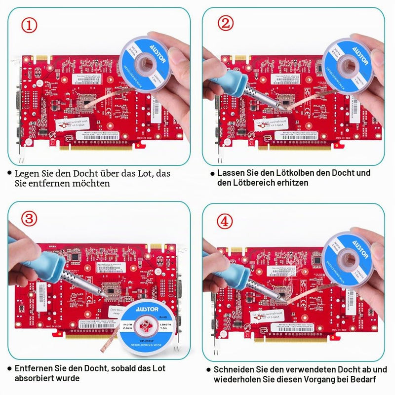 SIQUK 7 Pieces Desoldering Pump and Solder Wick Kit with 1 Piece Desoldering Pump and 6 Pieces Solder Wick for Removing Solder Wicks