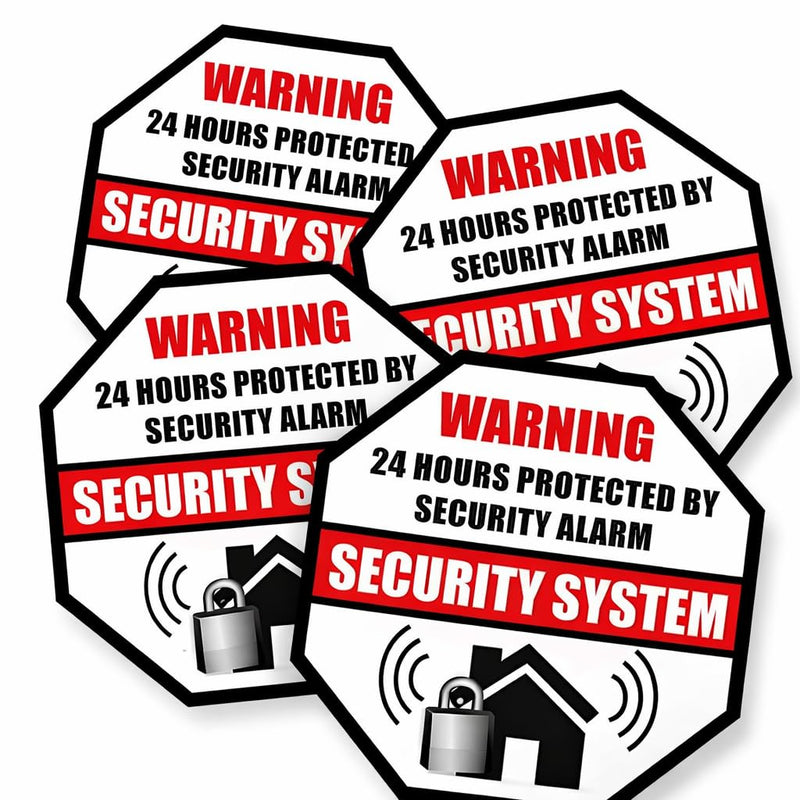 Front Self Adhesive Vinyl Outdoor/Indoor (4 Pack) 89mm X 89mm Home Business Security Burglar Alarm System Window Door Warning Alert Sticker Decals