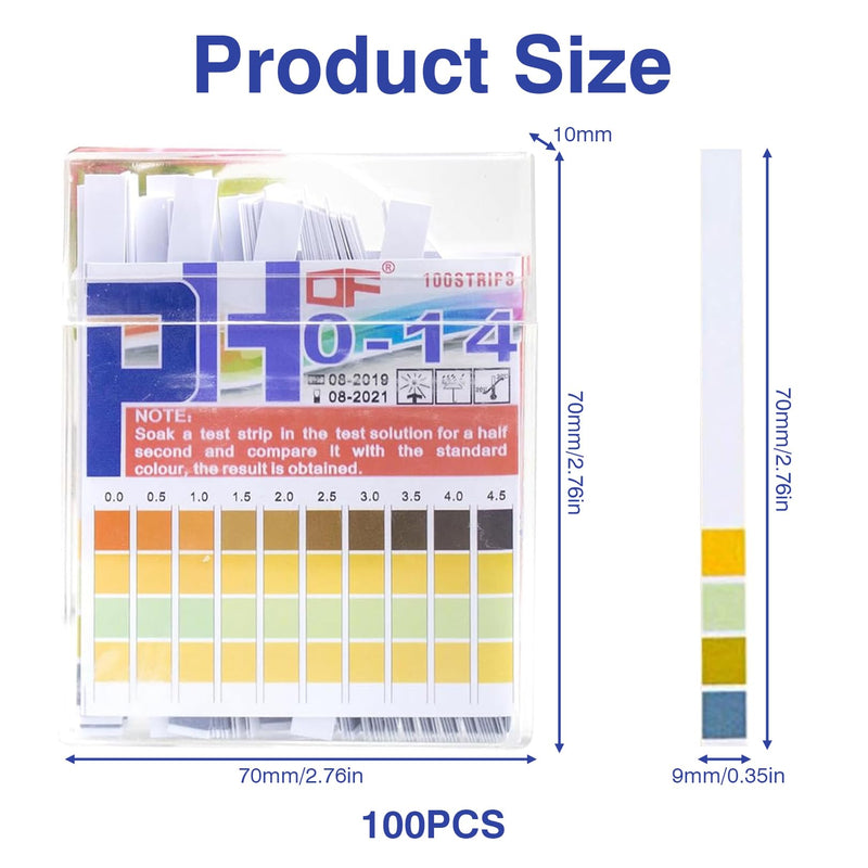 [Australia - AusPower] - Pack of 100 PH Test Strips, PH Value Test Strips, Four Colour Acid Base Test Strips, Litmus Paper, Test Bases Acid Water, Measuring Range (PH 0-14), Strip Strips for Home, Aquariums, Laboratories 