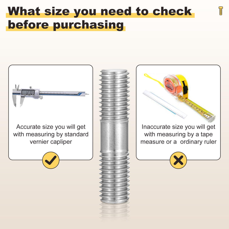 [Australia - AusPower] - METALLIXITY Double End Threaded Stud Screw(M10 x 200mm) 2Pcs, Equal Thread Length Rods & Studs 304 Stainless Steel - for House Maintenance Craft Loom, Silver Tone M10 x 200mm 2 