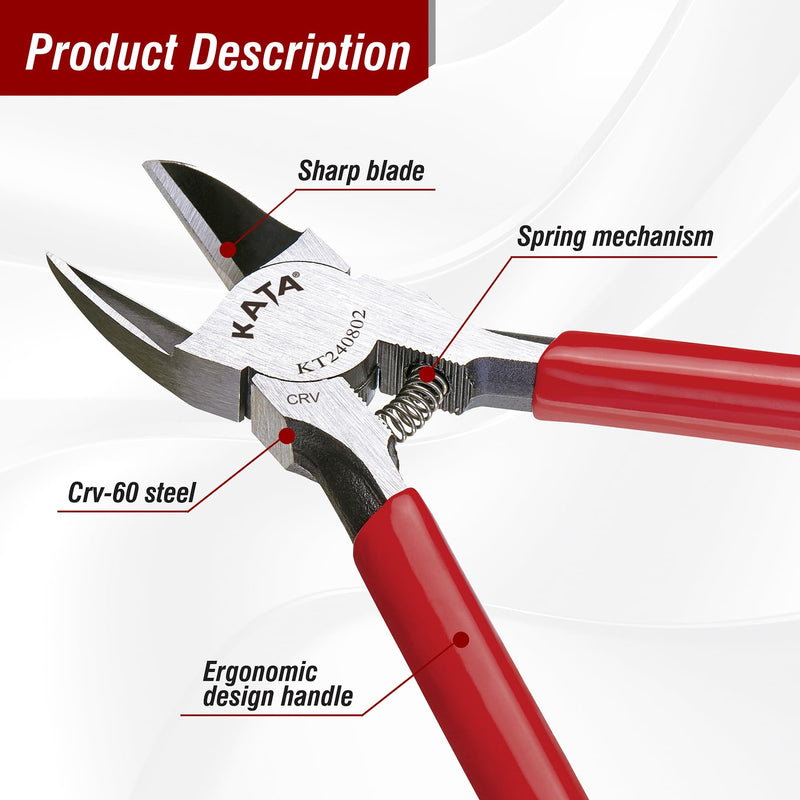 [Australia - AusPower] - KATA Wire Cutters for Crafting: Heavy Duty 6-Inch Side Cutters Pliers Metal Cutting Tool for Jewelry - Sharp Flush Cut Models Snips - Clean Cut for Floral, Artificial Flowers, Chicken Wire, Electrical 1pack 