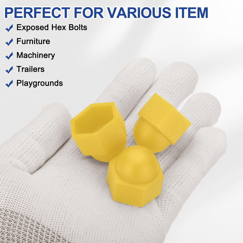 [Australia - AusPower] - PATIKIL 50 Pcs Hex Nut Cover, M14x22x27mm Nylon Screws Bolt Covers Caps Dome Acorn Hex Head Bolt Protection Cap for Screws Nut, Yellow 