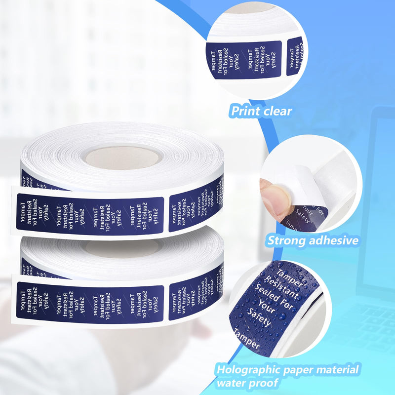 Outus 2000 Pcs Tamper Evident Labels Rolls Adhesive Safety Stickers 0.75 x 3.5'' Tamper Evident Tape for Security Food Delivery Bag Closure Container Box Jar Mailing Packaging Sealing (Navy Blue) Navy Blue