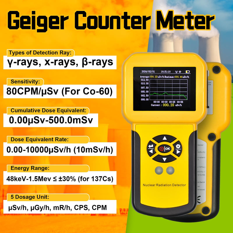[Australia - AusPower] - Geiger Counter Kethvoz Nuclear Radiation Detector with Alarm Detects Radioactivity Beta X-Ray Gamma Radiation Meter Rechargeable Nuclear Radiation Detector KE-886A 