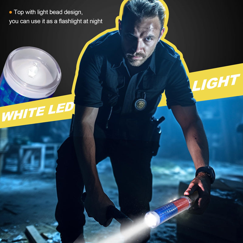 [Australia - AusPower] - Rechargeable Traffic Wand, 10 Inch Traffic Control Baton with Magnet, Safety Light Wand with White LED on Top, Air Marshaling Wand with 4 Flashing Modes Red+Blue 1 PACK 