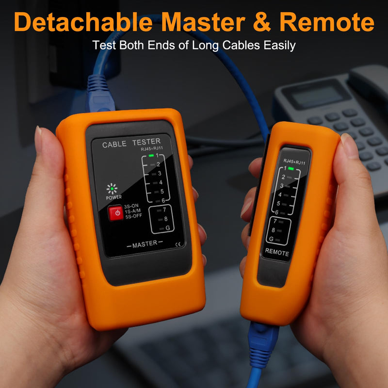 [Australia - AusPower] - Network Cable Tester and Ethernet Tester with POE Detection, 300m Remote RJ45 Tester for Cat5/Cat6 Cable, Automatically Checks Continuity, Open, Short, Crossover (Battery Not Included) Upgrade RJ45 Tester 