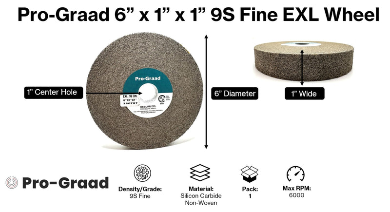 [Australia - AusPower] - EXL Deburring Wheel - 6" x 1" x 1" 9S Fine Grit - Silicon Carbide - Metal Deburring, Finishing and Polishing Wheel - Convolute - 05132 - (1 Pack) 1.0 