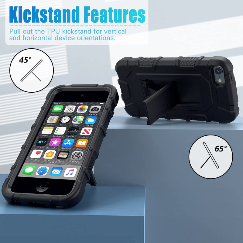 [Australia - AusPower] - iPod Touch 7th / 6th / 5th Generation Case Heavy Duty Shockproof Rugged Cover for Apple iPod Touch 7/6/5 Generation Case Black 