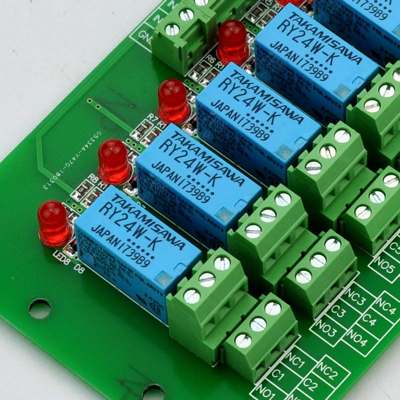 Electronics-Salon 8 Channel DPDT Signal Relay Module Board (Operating Voltage: DC 24V) Operating Voltage: DC 24V