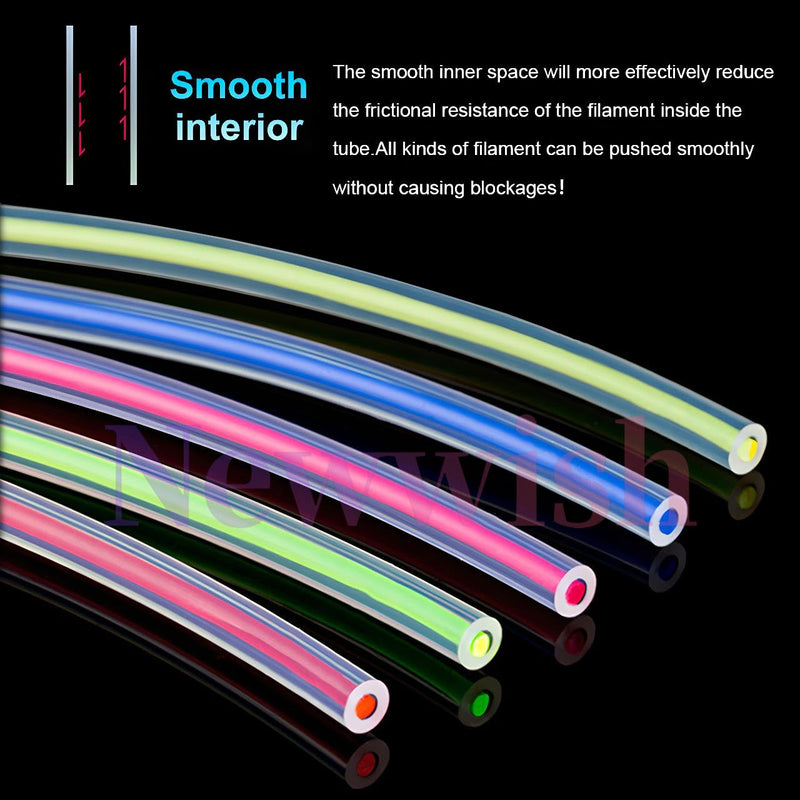 3 Meters PFA Tube Kit ID 2mm X OD 4mm,PTFE Teflon Bowden Clear Tube for 1.75mm Filament,3D Printer Transparent Tubing with 5 x PC4-M6 Connector,PC4-M10 Pneumatic Fittings,Bowden Collet. Clear-3 Meters Kit