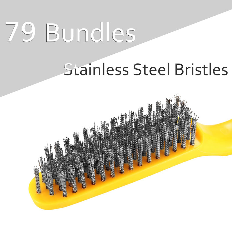 [Australia - AusPower] - Stainless Steel Wire Brush 2 Pcs | 79 Bundles of bristles, 10.5" Plastic Contoured Handle | Heavy Duty Scratch for Cleaning Rust & Dirt Before Welding, Dust and Paint Scrubbing (LWH-2SP) 