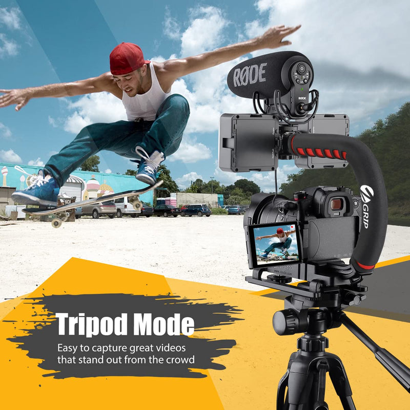 [Australia - AusPower] - Zeadio Video Action Stabilizing Handle Grip Handheld Stabilizer with Hot-Shoe Mount for Canon Nikon Sony Panasonic Pentax Olympus DSLR Camera Camcorder Single Handed 