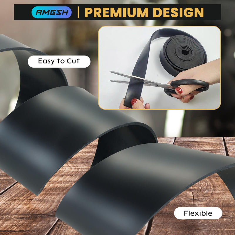 Neoprene Rubber Strip, 3" Wide * 1/8" Thick × 10 Ft Long Solid Rubber Roll for DIY Gasket, Seal Solution, Crafting, Flooring, Protection, Anti-Vibration, Anti-Slip 3“ × 1/8” × 10‘